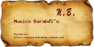 Musics Barabás névjegykártya